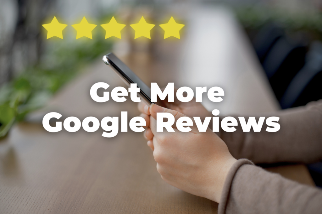 A customer leaving a 5-star review on their phone