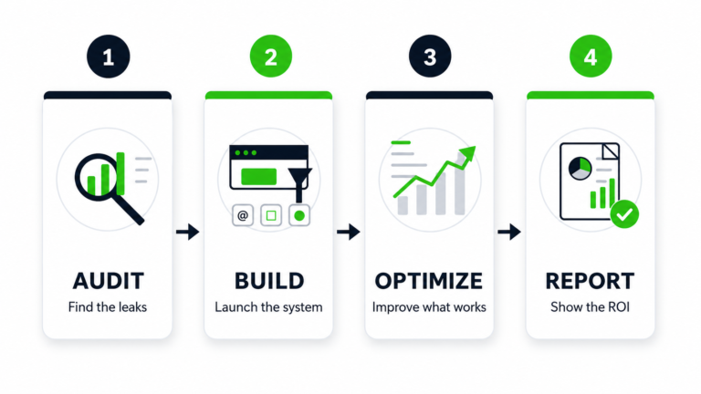 Playbook Digital's 4-step Google Ads process for getting leads